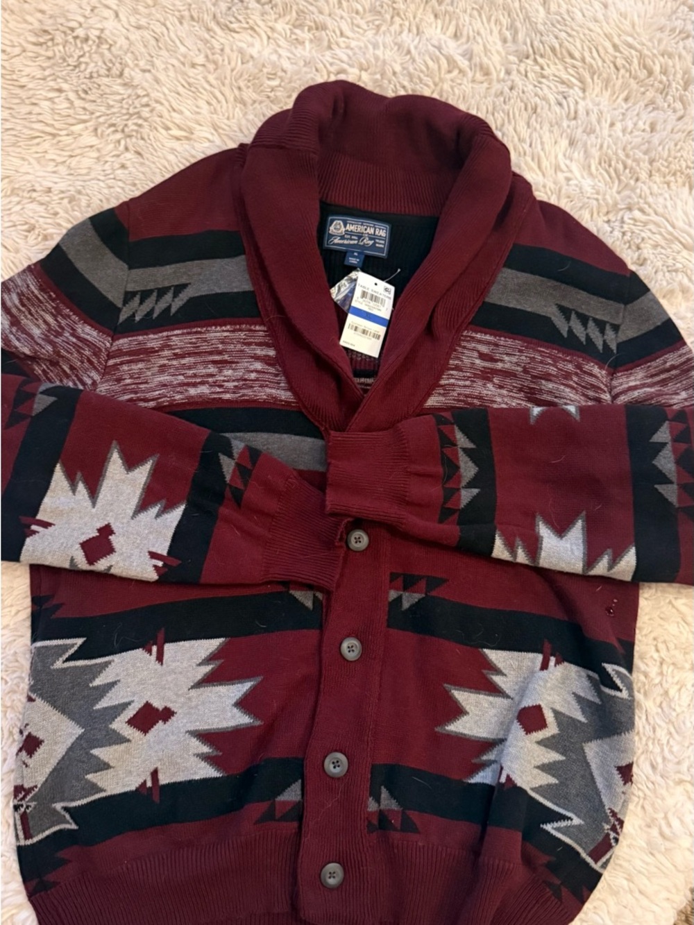 American Rag M xl Southwestern Shawl Collar Cardigan NWT Aztec Knit Sweater